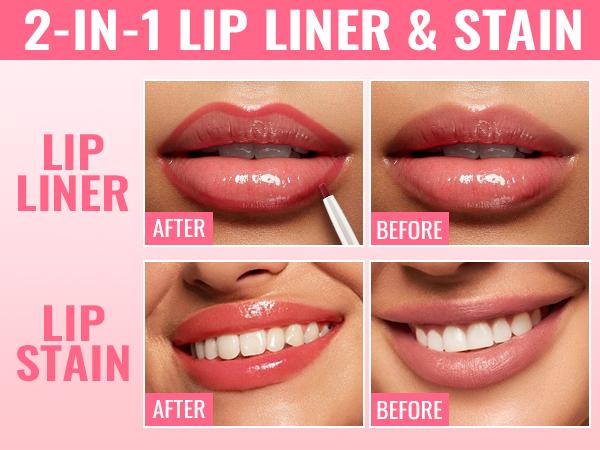 【FREE SHIPPING】2PCS iMethod Lip Liner Stain - Lip Stain, 2-In-1 Dual-Ended Peel Off Lip Stain with Tweezer, Natural Long Lasting Peel Off Lip Liner, Easy to Use for All Skin Types, Stay All Day, Nude Pink