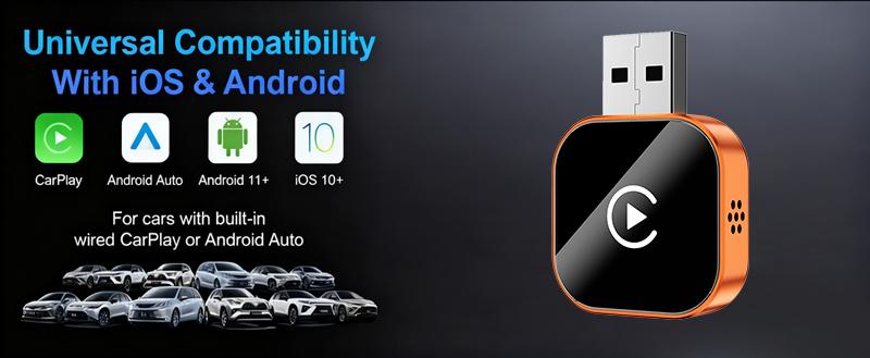 【YURNLV】New 2026 Wireless CarPlay Adapter for iPhone/Android, Instant Connection, Hands-Free Calling