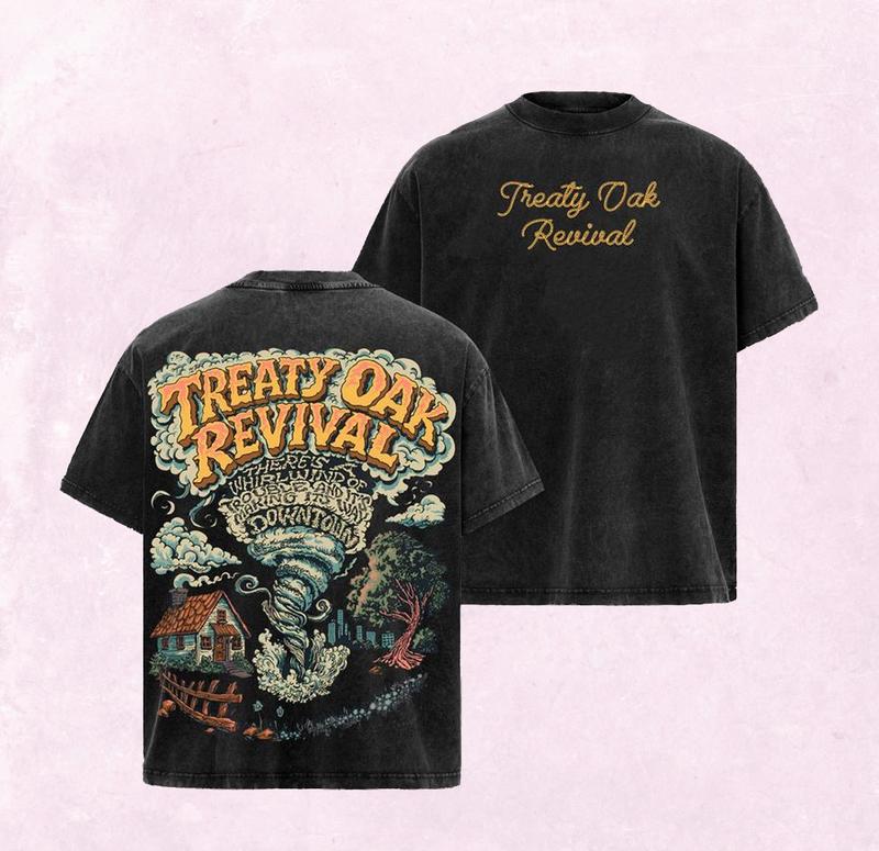 Treaty Oak Revival Band T-Shirt Hoodie & Sweatshirt Vintage Acid Wash Country Rock Red Dirt Southern Rock Music Heavy Cotton Oversize Unisex Retro Graphic Concert