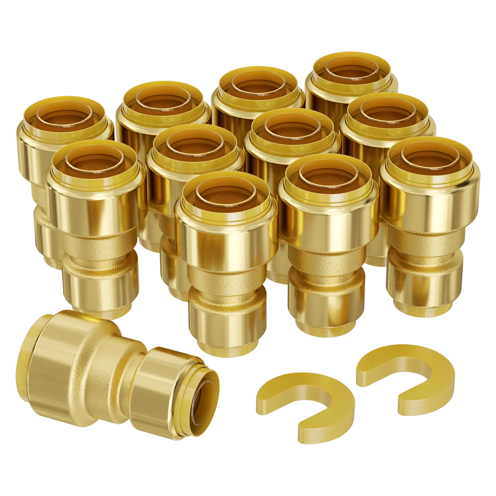 【Summerfinds】VEVOR Pipe Fittings,1/2"-3/4" 12PCS Brass Pipe FittingsStraight-Through Push-Fit Pipe Connector Brass Air FittingsHeavy Duty Plumbing Fittings Adapter for Heating/Shower Systems,Water Pipes