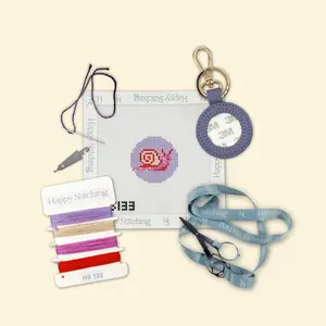 Happy Stitching - Slo-Mo Needlepoint Key Fob Kit - Self Finishing Needlepoint Kit - Hobbies for Women - Craft Kits for Adults