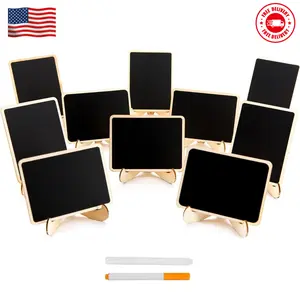 10 Pack Mini Chalkboards Signs with Easel Stand, Small Rectangle