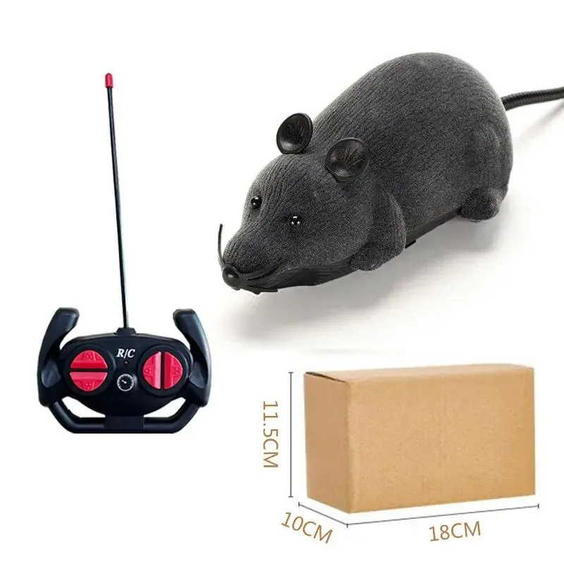 Wireless Remote Control Mouse for Cats, Realistic Flocked Squeeze Moving Rat Toy, Interactive Electronic Pet Supply for Indoor Cats, Automatic Cat Chasing Toy