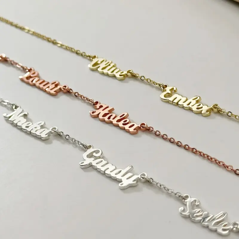 AS074 Multiple Name Necklace Gift For Her Two Name Friendship Family Grandma Christmas Mother's Day Gift