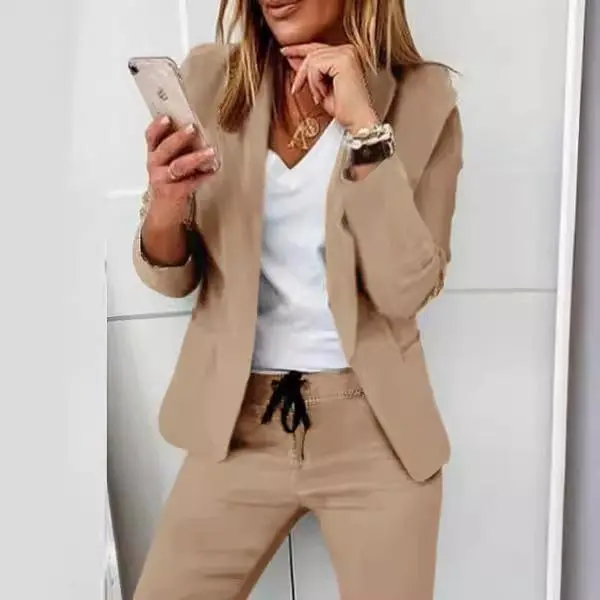 Breathable Blazer & Wide-Leg Pants Set Fall Women's Tailored Casual Chic Two-Piece Office to Weekend Outfit Breathable Blazer & Wide-Leg Pants Set Fall Women's Tailored Casual Chic Two-Piece Office to Weekend Outfit