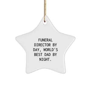Funny Funeral Director Gifts from Men - World's Best Dad Star Ornament, Christmas Unique Decorations for Funeral Director By Day