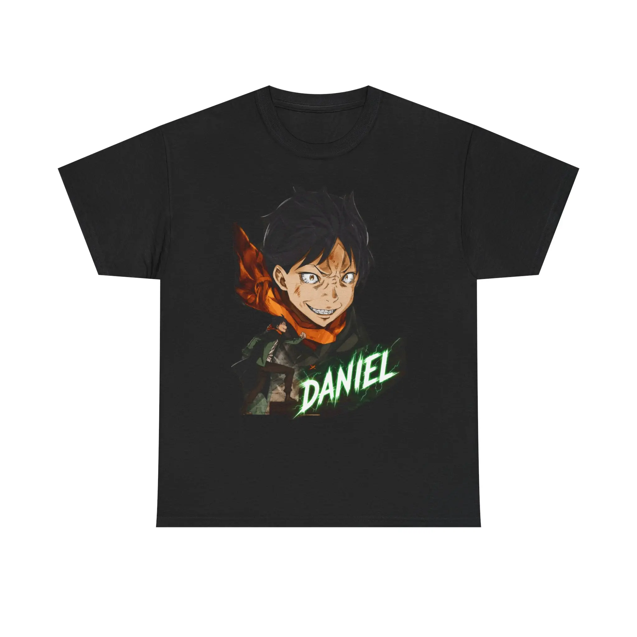 Daniel Netsuke Portrait Tee | Personalized Name Daniel, Neon Text, Dark Graphic