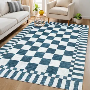 Modern Checkered Print Geometric Living Room Rug Large Size Washable Soft Non-slip Ultra-thin Foldable for Dining Room Living Room Bedroom Office Game Room Laundry Room decorative floor mat