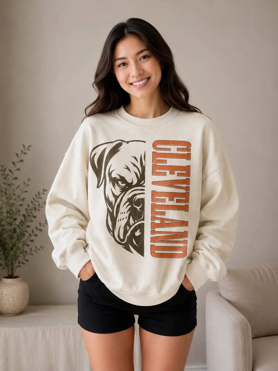 Cleveland Game Day Vintage Sweatshirt, 90s Retro Graphic Tee, Funny Mascot Oversized Shirt,  Football Fan CLB011