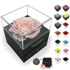 Eternal Rose Gift Box with Hidden Necklace "I Love You" in 100 Languages - Best Wishes Packaging & Rose Design