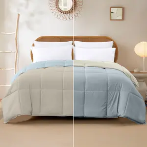 Modern Threads Reversible Down Alternative Comforter Oatmeal & Dusty Blue King