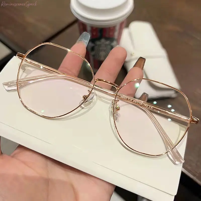 Women's 4-Pack Blue Light Glasses - Trendy Cute Round Metal Frame, Anti-Fatigue, All-Day Comfort for Long Screen Time, Studying (Leisure Outdoor Compatible), Glasses Blue Light, Bluelight Blocking