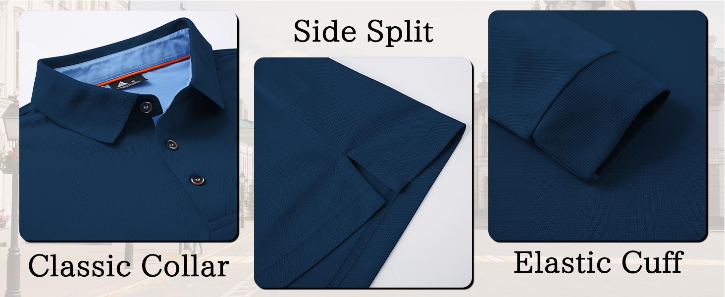 ZITY Long Sleeve Polo Shirts for Men 3 Pack Collared Performance Golf Polos Mens Casual Shirts Moisture Wicking Workwear