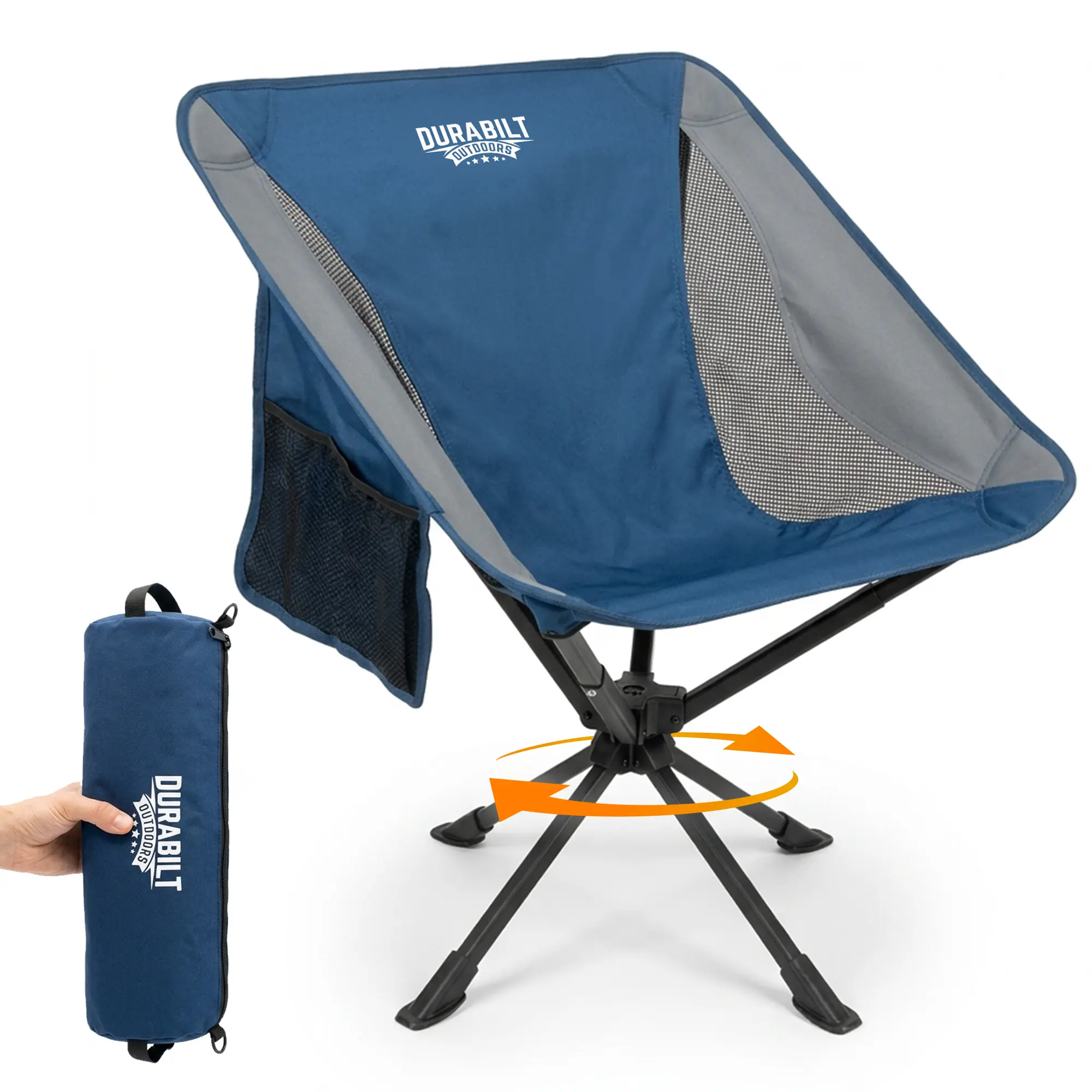 Ultralight 360° Rotation Swivel Camping Chair- Holds 330lb, Small Portable Folding Chair, 4lb Compact Backpack Chair for Youth Sports, Backyard BBQ, Tailgating, Camping, Hiking, Beach, Fishing, Hunting
