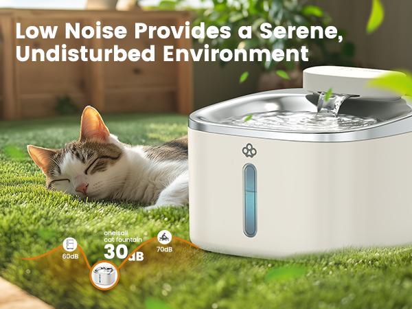 oneisall Wireless & Stainless Steel Cat Water Fountain, 3.5L/118oz Automatic Cat Water Fountain,304 Stainless Steel,Cordless & Rechargeable with Motion Sensor and Low Noise