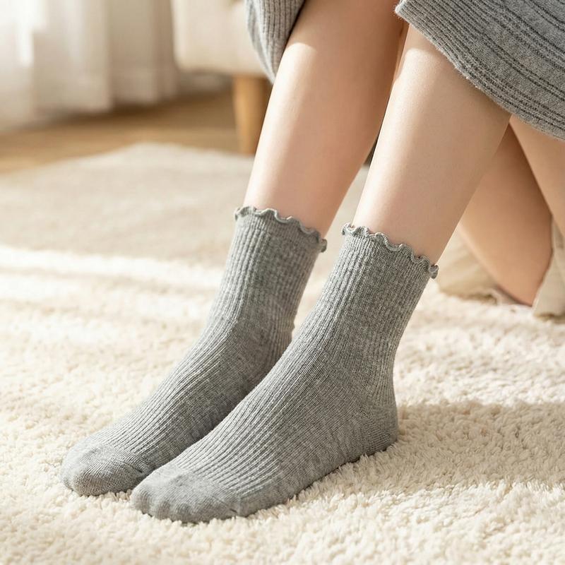 Ruffle Ankle Socks  Lettuce Edge Crew Socks（gift）