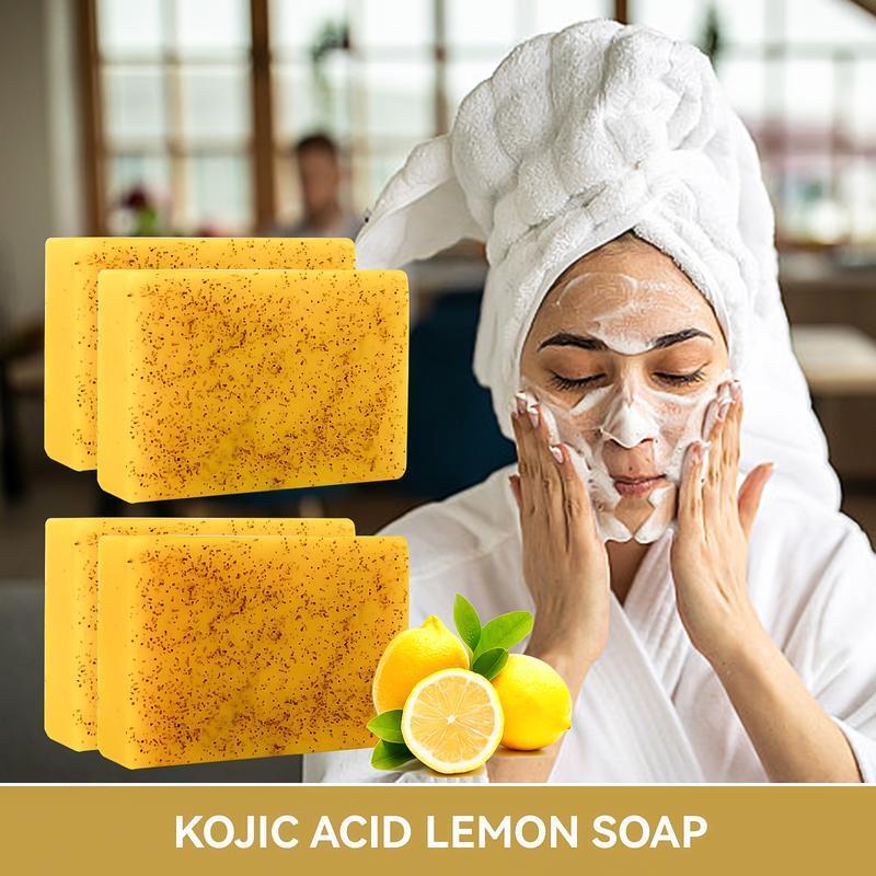 3PCS Turmeric & Kojic Acid Brightening Soap,Soap Body CareBody Wash Lemon FlawlessOrganic Comfort Cleansing naturalskincare