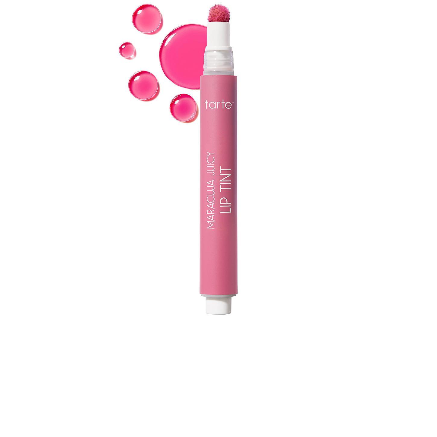 TARTE Maracuja Juicy Lip Tint - Lolli Shade, Hydrating Lipstick with Hyaluronic Acid, Blendable Cosmetic Lip Gloss
