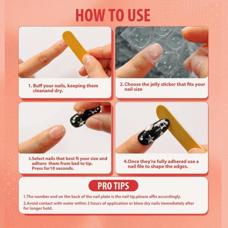 Handmade Y2K Grunge Press On Nails | Silver Cross, Star, French Tip | Medium Square For Emo Baddie Vibes