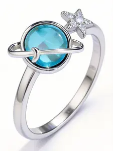 Dad to Daughter's Gift Star & Moon Rotatable Ring for Stress Relief Fidget Ring for Anxiety Relief with Free Gift Box Ideal for Daily Use