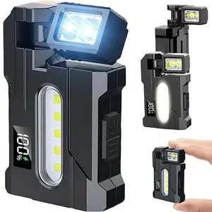 500 Lumens Mini Rechargeable Flashlight - 180° Rotatable Magnetic, 3 Modes Dual Light, Keychain Pocket Torch for EDC Outdoor Emergency