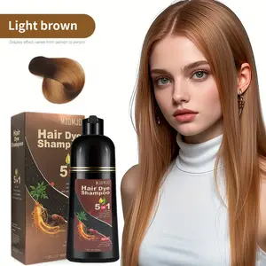 Instant Light Brown  Hair Dye Shampoo 5-in-1, Natural Herbal Hair Color for Gray Coverage, Semi-Permanent Hair Coloring Shampoo, Easy to Use, Long-Lasting Color for Men & Women, 200ml