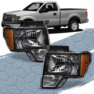 CROSSDESIGN 1Pair Headlights Lamps Aftermarket Left & Right Black Fit For 09-14 Ford F150 US