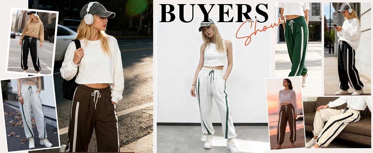 JovenPara Women's Baggy Wide Leg Track Pants Y2K Cotton Blend High Elastic Waist Drawstring Contrast Color Casual Workout Fall Fashion JovenPara Women's Baggy Wide Leg Track Pants Y2K Cotton Blend High Elastic Waist Drawstring Contrast Color Casual Workout Fall Fashion