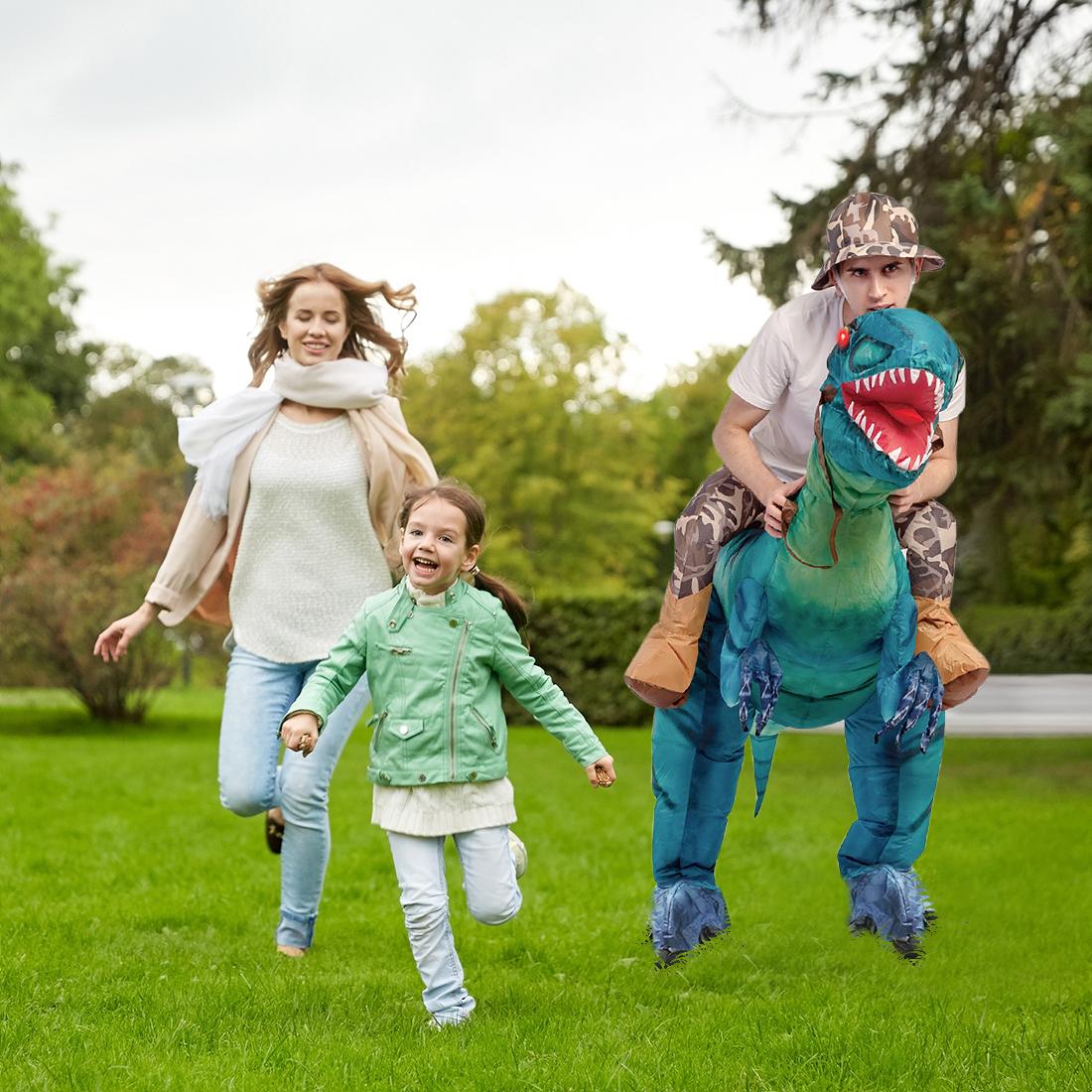 GOOSH Inflatable Dinosaur Costume for Adult Halloween Costume Women Man Funny Blow up Costume for Halloween Party Cosplay Clothing Set