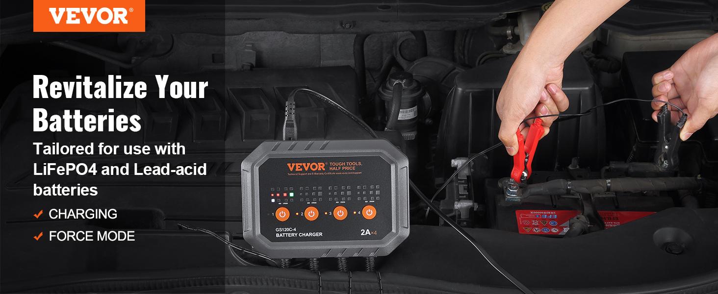 VEVOR Smart Battery Charger, TikTokShopBlackFriday, 8-Amp, LiFePO4 Lead-Acid (AGM / Gel / SLA) Car Battery Charger, Fully-Automatic Charger Maintainer Desulfator for Boat Motorcycle Lawn Mower Golf Cart Marine Deep Cycle VEVOR Super Brand Day VEVOR Smart Battery Charger, TikTokShopBlackFriday, 8-Amp, LiFePO4 Lead-Acid (AGM / Gel / SLA) Car Battery Charger, Fully-Automatic Charger Maintainer Desulfator for Boat Motorcycle Lawn Mower Golf Cart Marine Deep Cycle VEVOR Super Brand Day