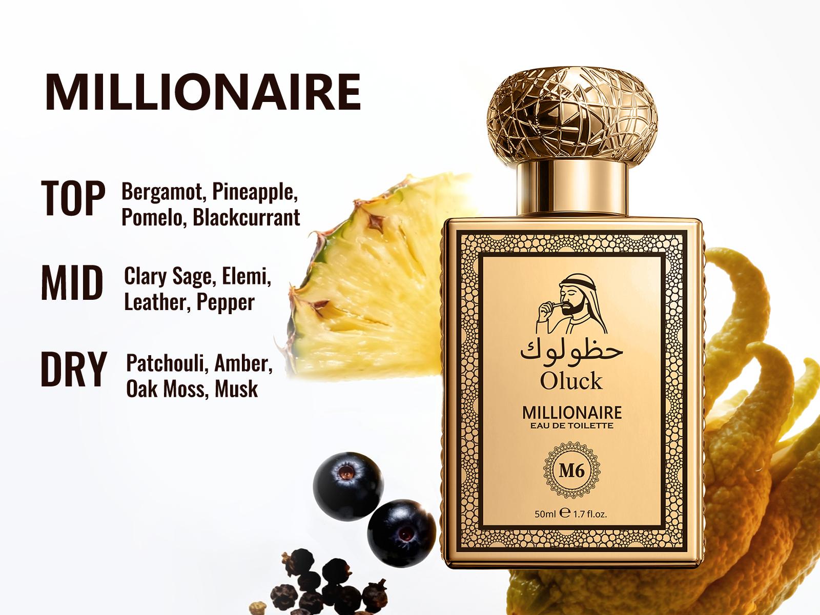 Oluck Perfume M6 (MILLIONAIRE) Cologne for Women & Men, Bergamot Pineapple Blackcurrant  Patchouli  Musk Notes , Middle Eastern Fragrance，Luxury  Gifts