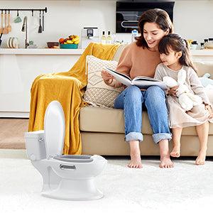 GARVEE Potty Training Toilet for Toddlers: Realistic Design with Soft Seat, Flushing Sound, Removable Pot, Storage Tank, Toilet Paper Holder, Splash Guard, and Non-Slip Base for Easy Use and Comfort.