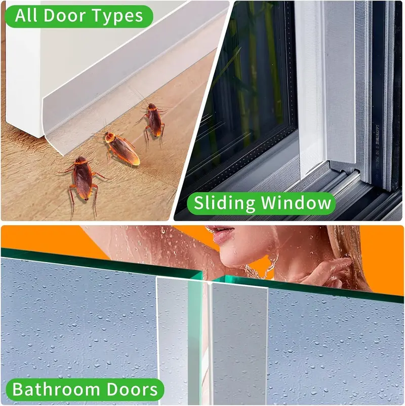 32.8Ft Adhesive Weather Stripping - 1.38in Width Draft Stopper Insulation Tape for Doors, Windows, Shower Sealing