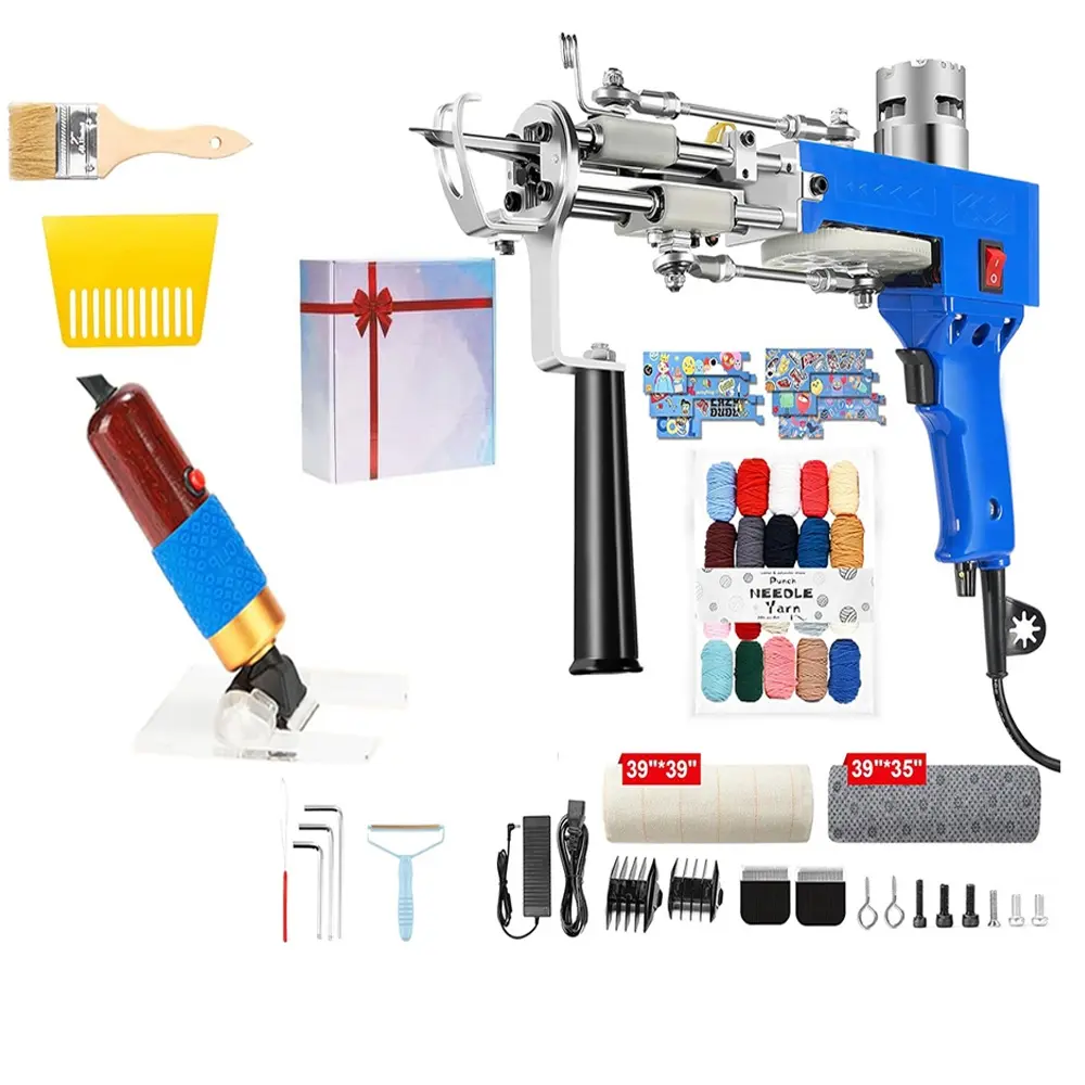 TaskStar  Rug Tufting Tool with Carpet Trimmer Kit, 2 in 1 Cut & Loop Pile Carpet Tool & Carpet Carving Clippers, Blue, Starter Kit for Beginners