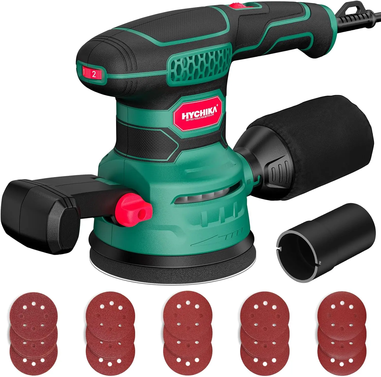 450W Orbital Sander, 3.8A, 6 Variable Speeds 5-Inch Random Orbit Sander with 20 Sandpapers, Dust Collector, Ideal Power Sander for Woodworking Tool Tool Box Tool Kit