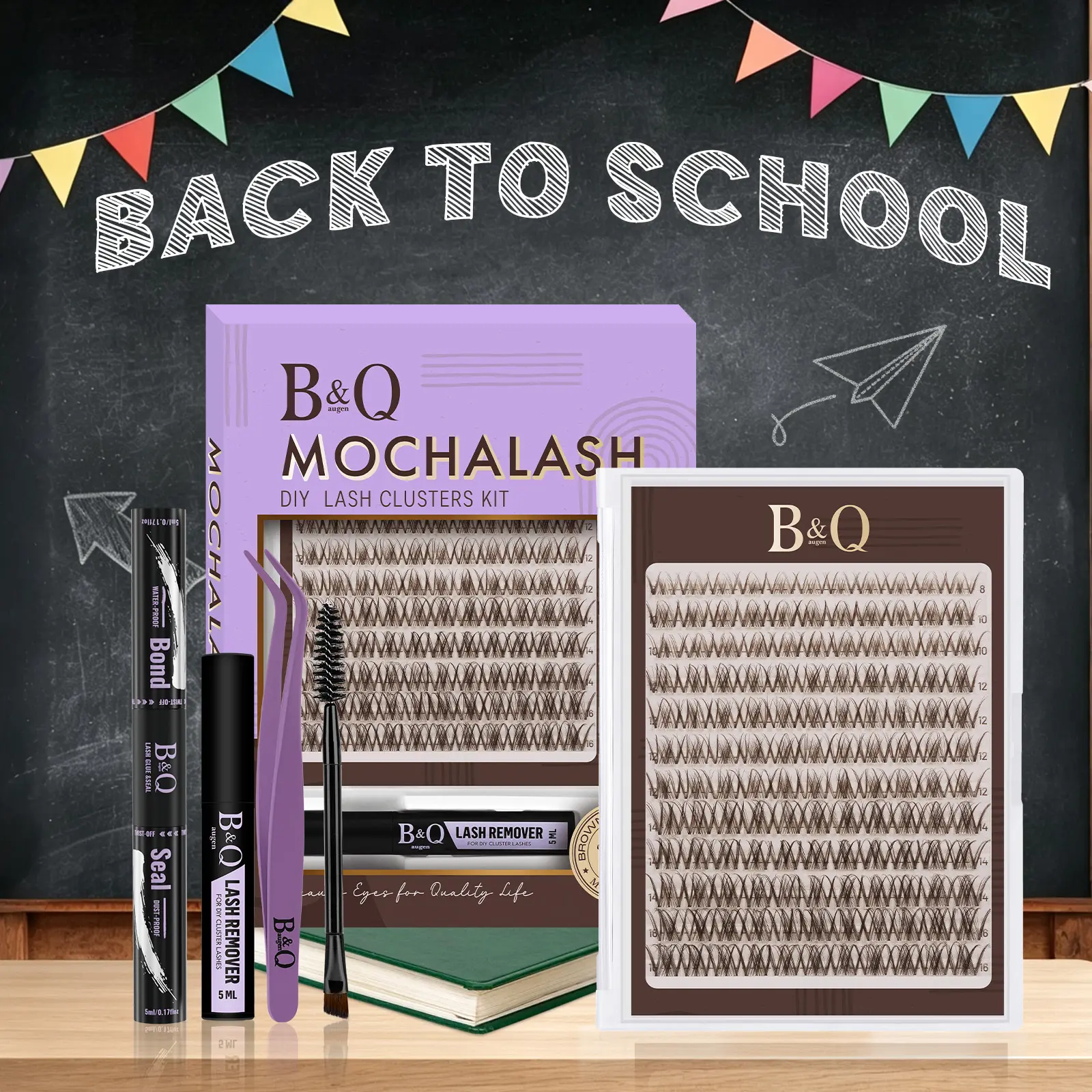 Brown Breeze Lash Kit l B&Q Super Soft Thin Band, Waterproof Long-Lasting, Beginner-Friendly Daily Wear Cluster Lashes for Flawless Voluminous Look, Look like Real Lashes #tiktokshopbacktoschool