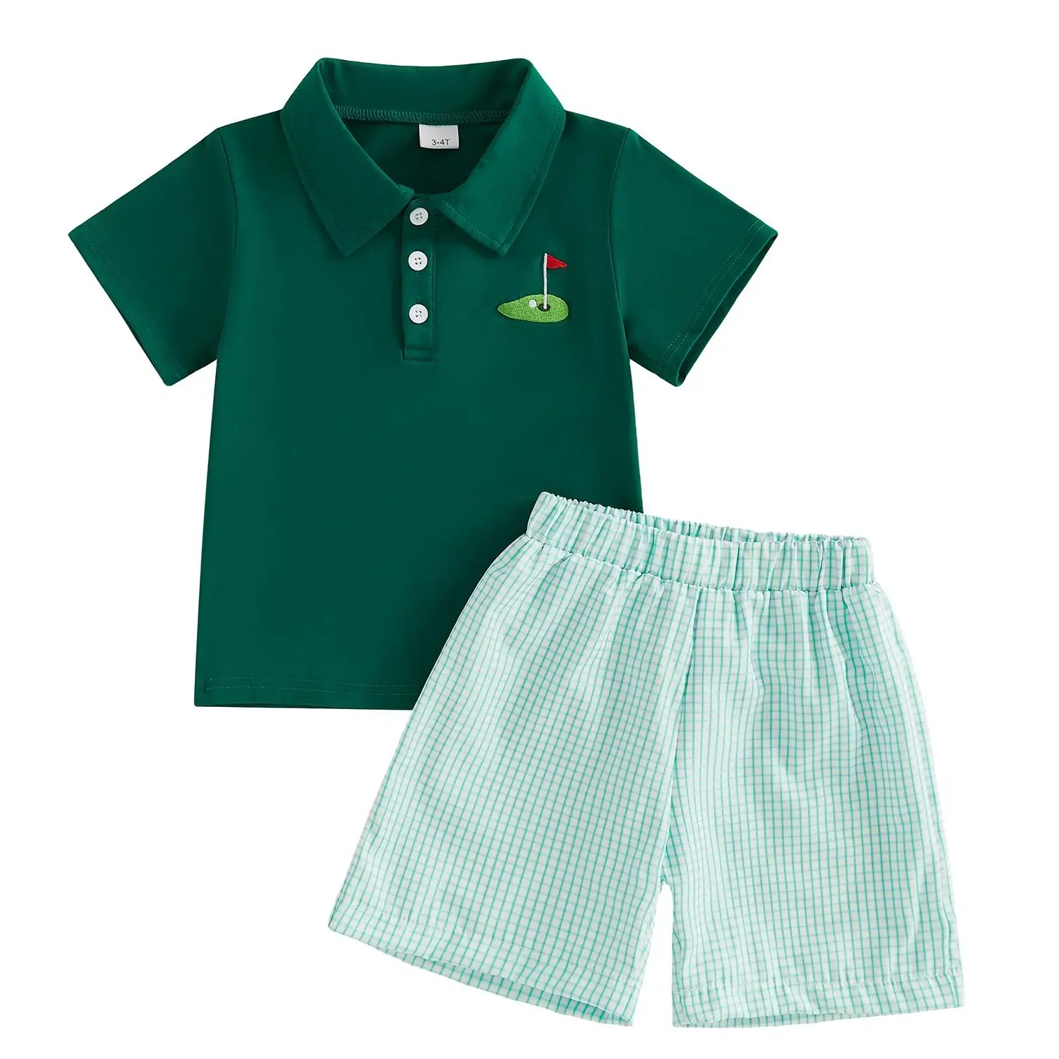 Toddler Baby Boy Golf Outfit Short Sleeve Golf Cart Polo T Shirts Top Shorts Set 2Pcs Golf Theme Summer Clothes