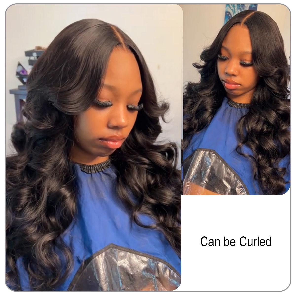 [Wequeen] 2x6 HD Lace Closure Straight Body Wave Skin-Like Closure Human Hair, Soft & Natural, Durable & Lightweight, 14-18 Inch, #1B Natural Black