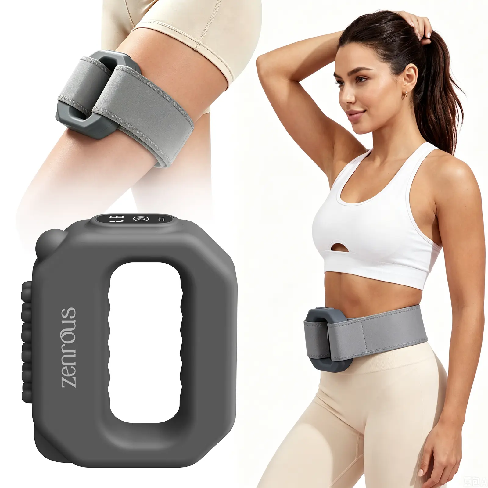 Zenrous Wearable Fascia Massage Ring - Adjustable Vibrating Mode Belt for Waist/Back/Legs, Cordless Li-ion Built-in Percussion Massager for Muscle Relief & Fitness Recovery, Cordless Use, Portable