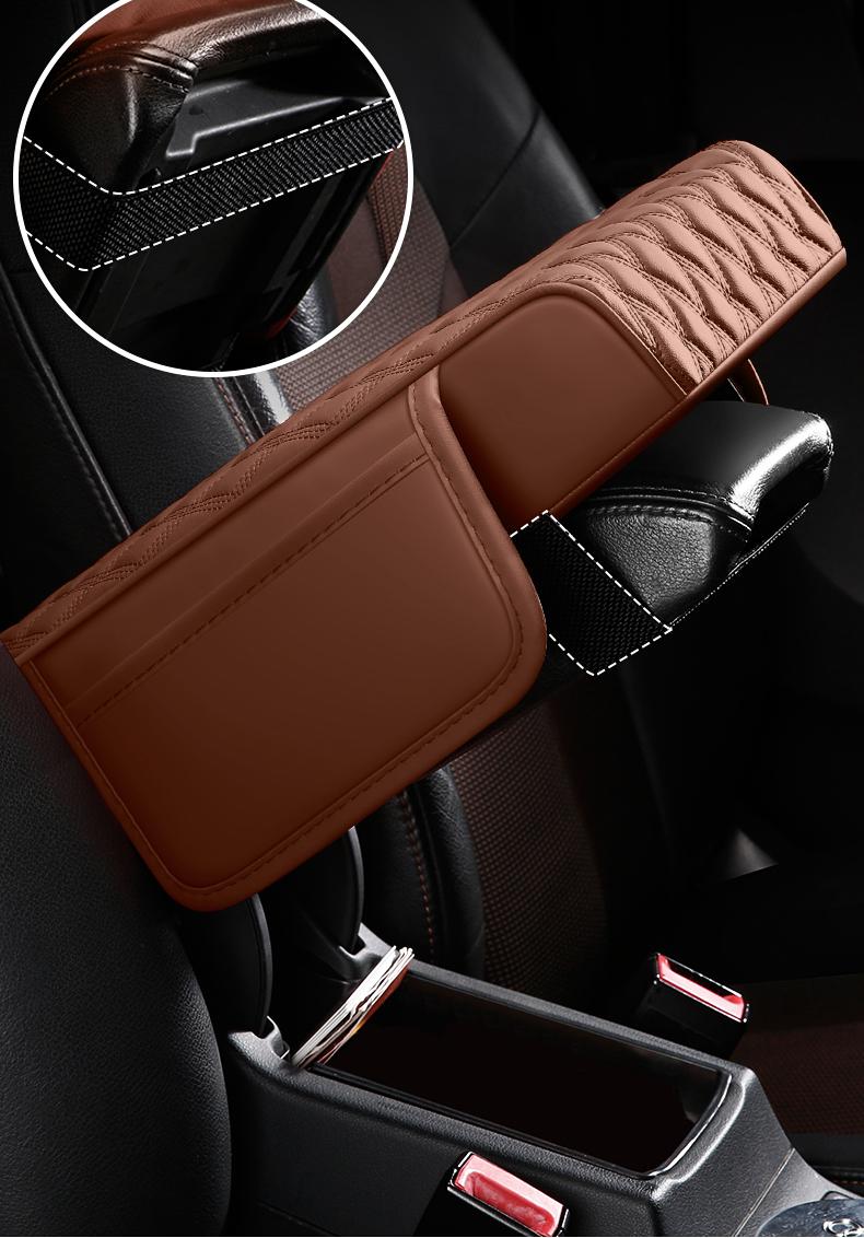 Leather car armrest cushion! This multi-functional pad holds cups, tissues, and storage—no more dangling arms on long drives! Solve all your road trip pain points for the price of a bubble tea!