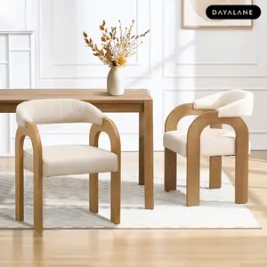 DAYALANE Clara Mid Century Modern Dining Chairs For Dining Room and Kitchen Restaurant Living Room Set of 2 Linen Beige