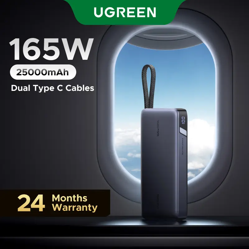 UGREEN 165W 25000mAh Chargeable Battery Power Bank, Mobile Phone Accessories USB-C PD Fast Charging External Pack for Laptops (Dell, MacBook, HP) & Devices (Steam Deck, Switch, iPhone) | DealsForYouDays TikTokShopBackToSchool, High Capacity Battery, Back