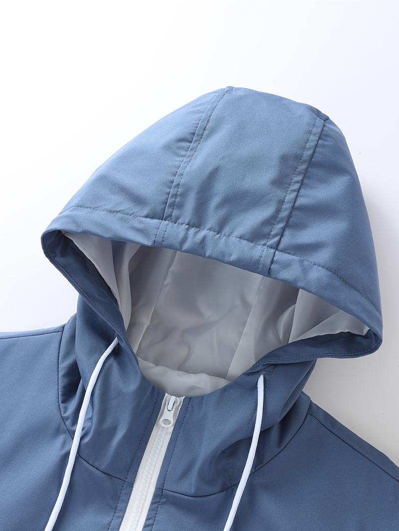 Men's Retro Color Block Splicing Sports Set Zipper Hoodie Combination, Streetwear