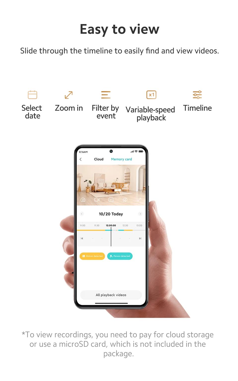 Xiaomi Smart Camera C301 Wireless 3MP ultra-clear visual experience, Human detection and active alert, Night Vision, Real-time two-way voice calls Safety Card Chip Lens