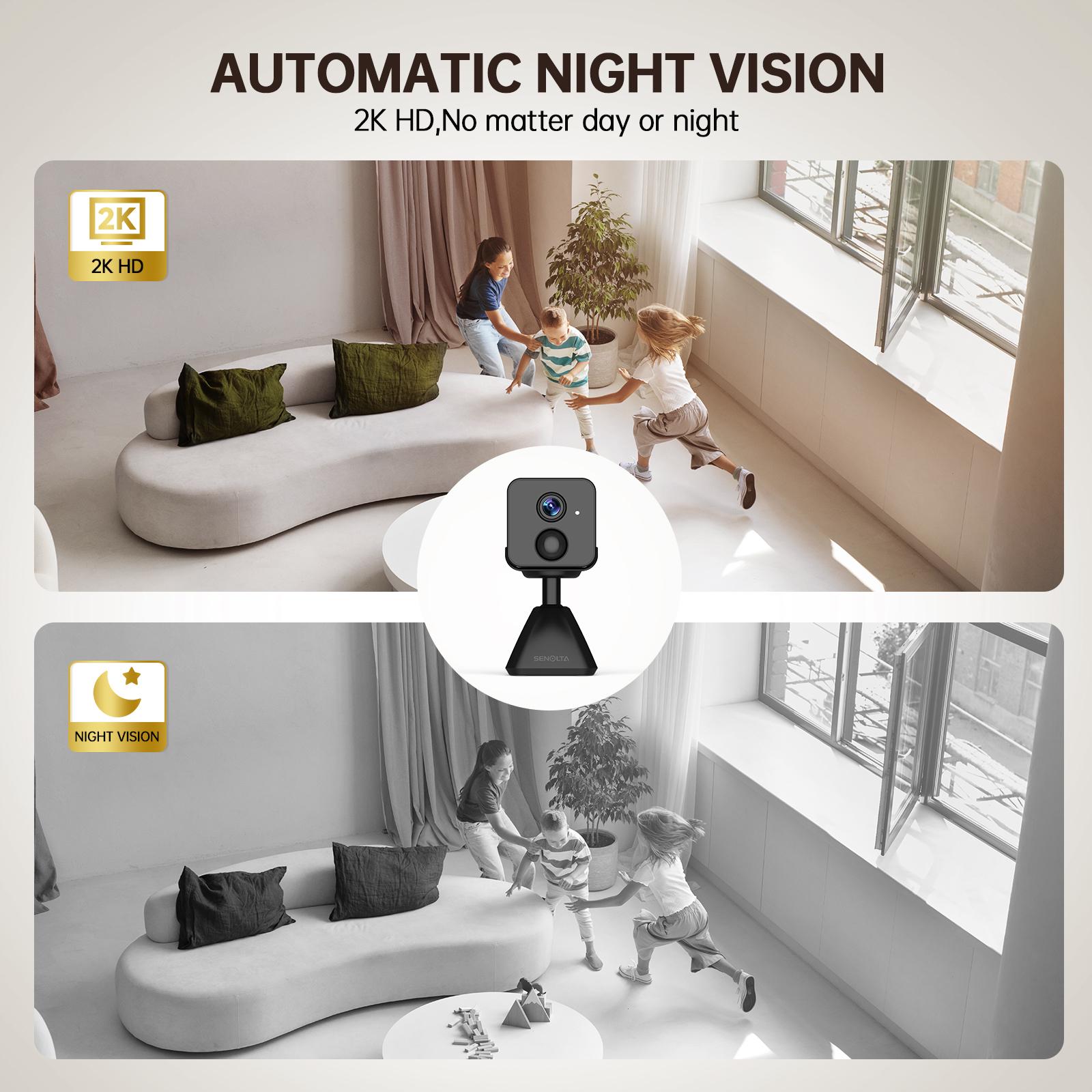 2K Wireless Security Camera - Color Night Vision, PIR Motion Sensor and Alarm, Two-Way Talk, SD/Cloud Storage | Baby, Pet, and Elder Care