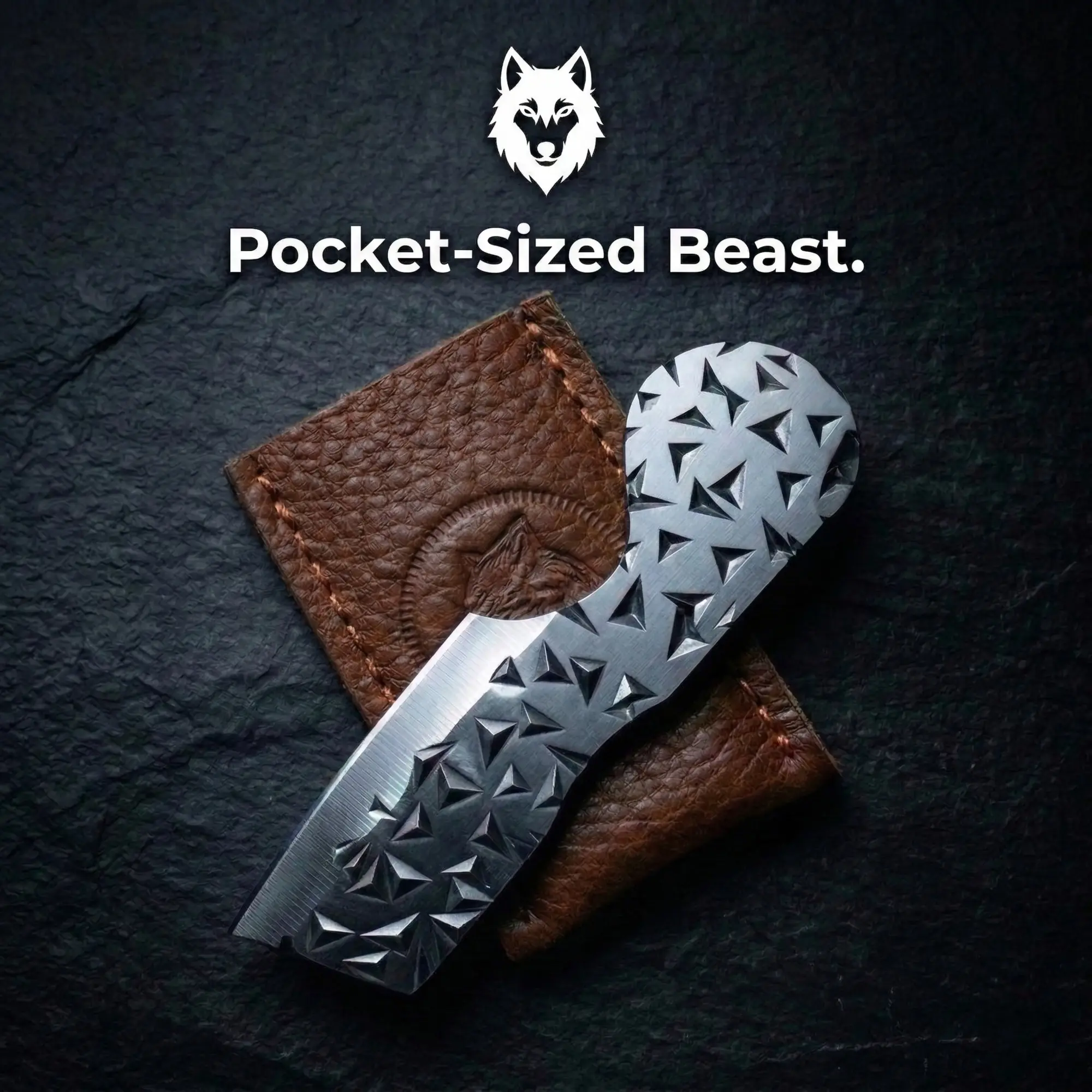 LoboForge Leather Pocket Knife with Sheath - High-Grade Steel Blade, Lightweight EDC Survival Kitchen Tool, Tactical Accessories, Outdoor Gadgets, Tools and Gadgets - Ideal for Camping, Fishing - Dad Gifts, Guys Gifts
