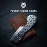 LoboForge Leather Sheath Pocket Knife - Hardened Steel 2" Blade Edge, 2" Cord Slice, Lightweight Compact Unisex EDC Survival Tool, Tactical Kitchenware Accessory, Hikers’ Daily Tool - Ideal for Camping, Mens Gifts