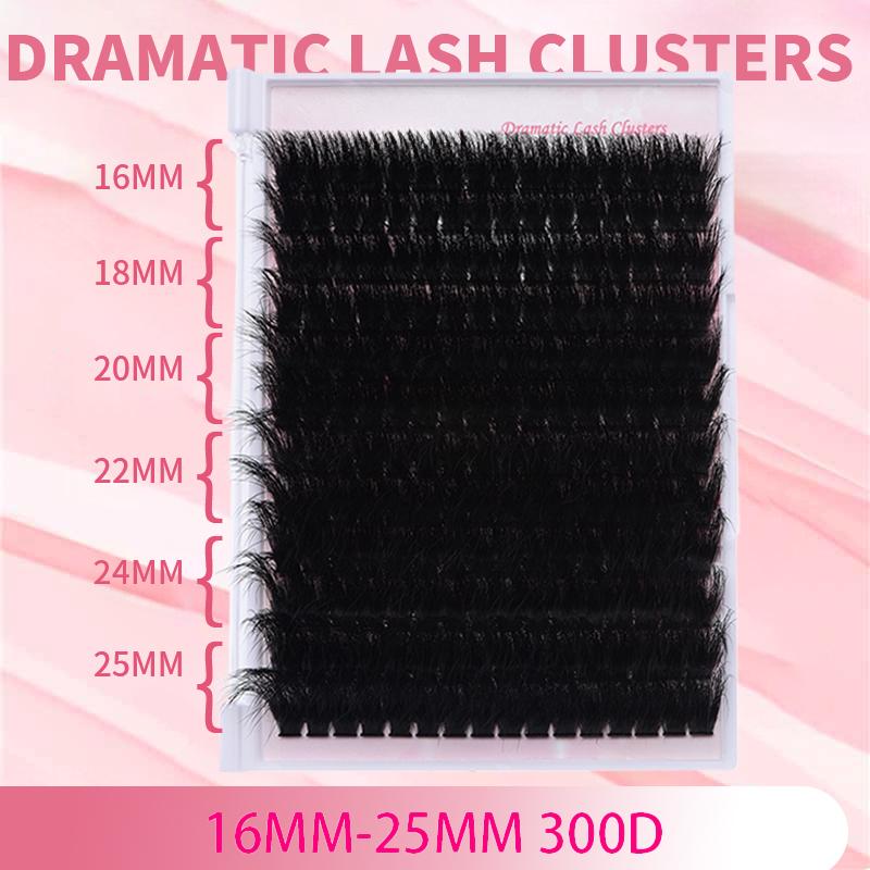 16-25mm Fluffy Lash Clusters 300D High-Density Soft D-Curl Individual Mega Volume Lashes for Beginners Makeup Lightweight Plant Fiber Easy Application 16-25mm Fluffy Lash Clusters 300D High-Density Soft D-Curl Individual Mega Volume Lashes for Beginners Makeup Lightweight Plant Fiber Easy Application