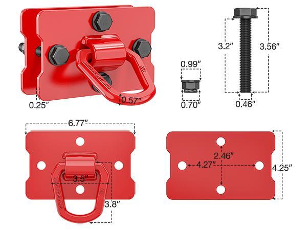 Nilight 2PCS 1/2" D Rings for Trailers Heavy Duty Trailer Tie Down Rings, Grade 70 Forged Steel Bolt-On Grab with Back Plates for Tractor Bucket RV UTV Truck MBS 12000 lbs, Black