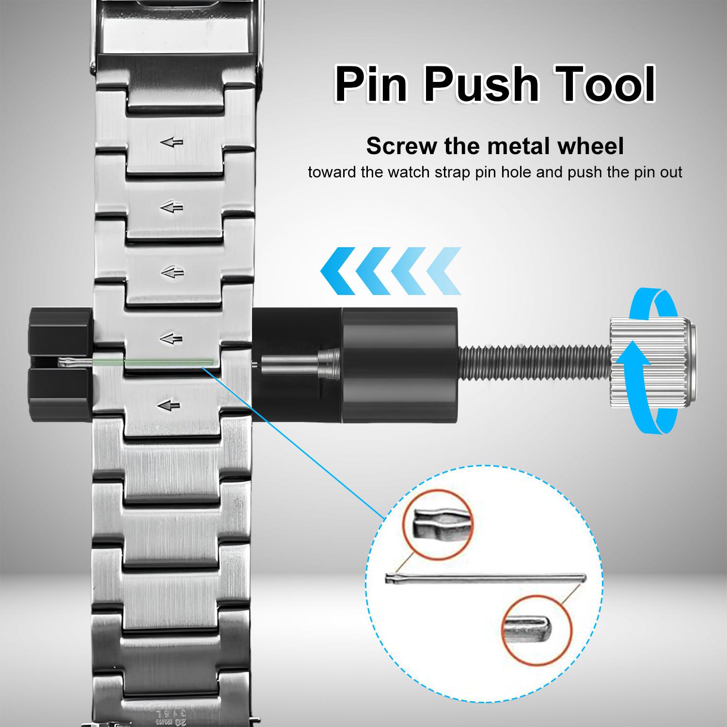 Watch Link Removal Kit, Tools to Adjust and Remove Bracelets, Pin Remover for Sizing Strap, Watch Band Adjustment Tool Kit with Extra Replacement